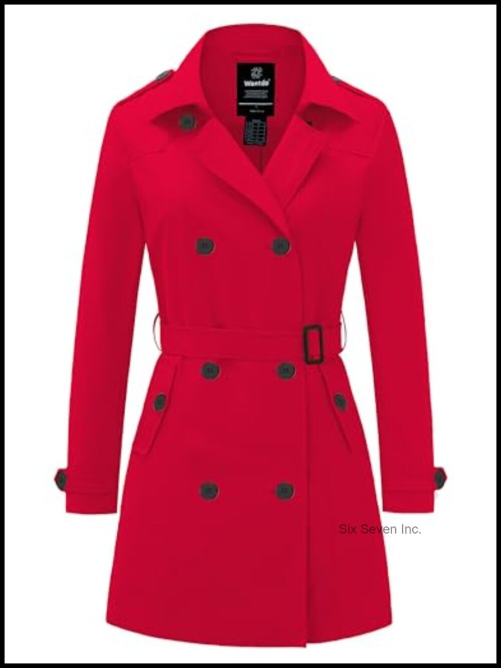 Women's Trench Coat Double-Breasted Belted Water Repellent Polyester